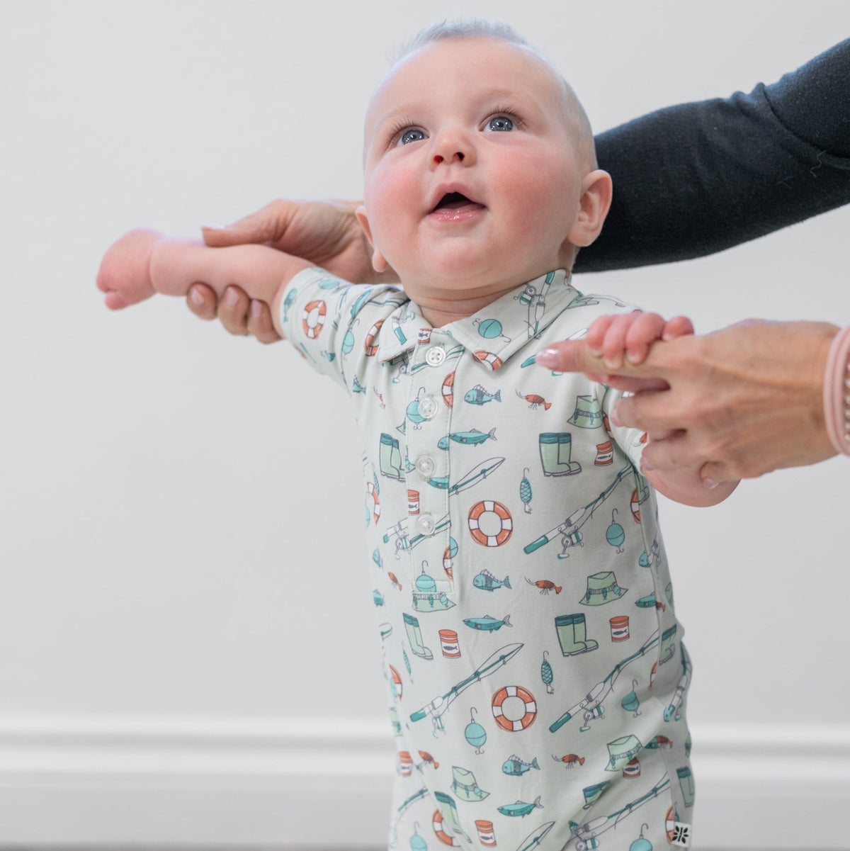 Fishing Poles Polo Romper by Sweet Bamboo