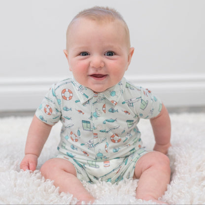 Fishing Poles Polo Romper by Sweet Bamboo