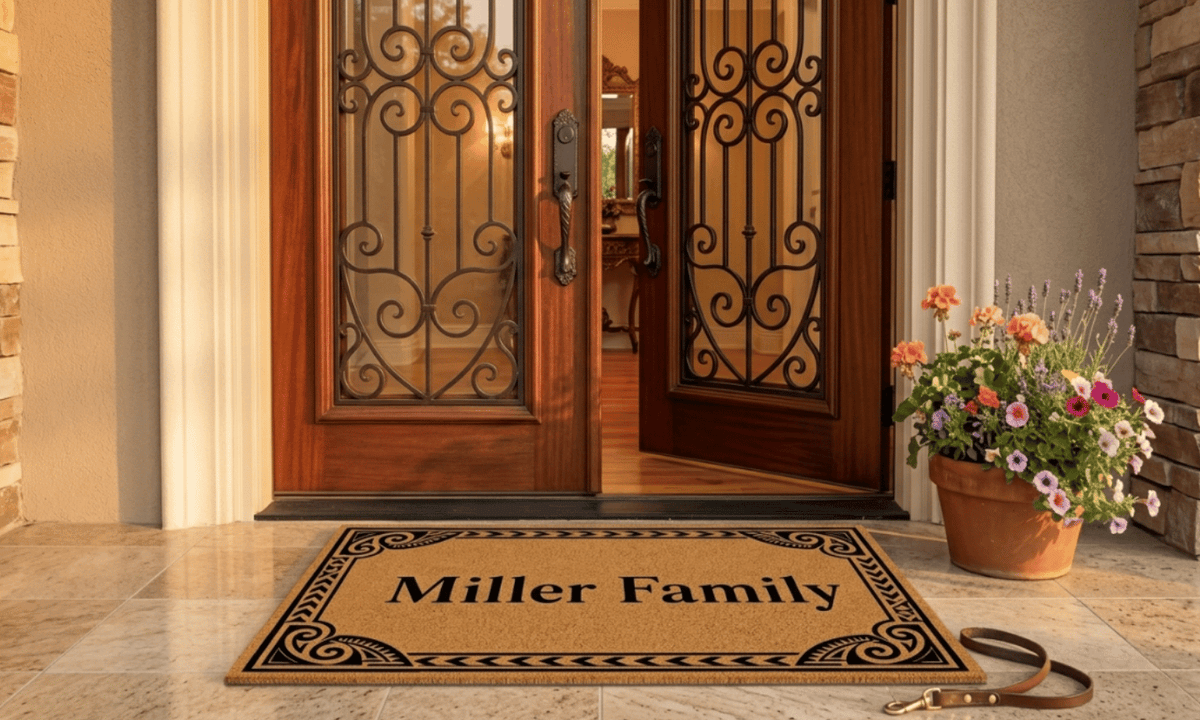 Polynesian Border Personalized Coir MatTorqelo.com
