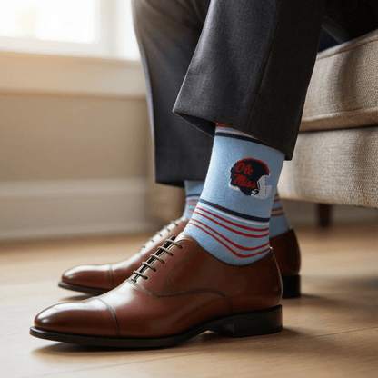 Powder Ole Miss Helmet Dress SocksLicensed College SocksTorqelo.com