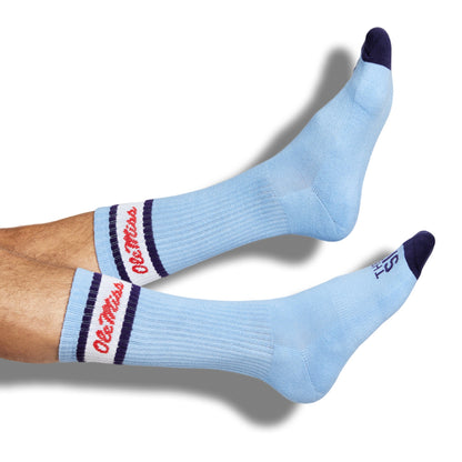 Powder Retro Script Casual Crew SocksLicensed College SocksTorqelo.com
