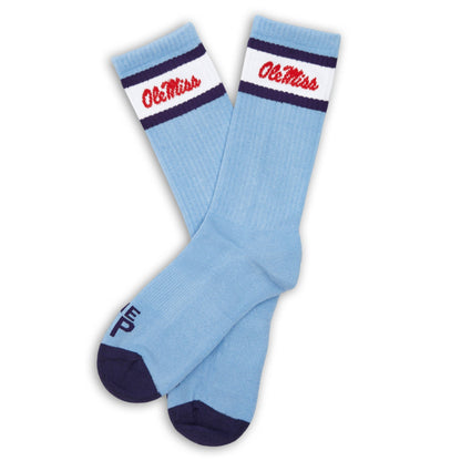 Powder Retro Script Casual Crew SocksLicensed College SocksTorqelo.com