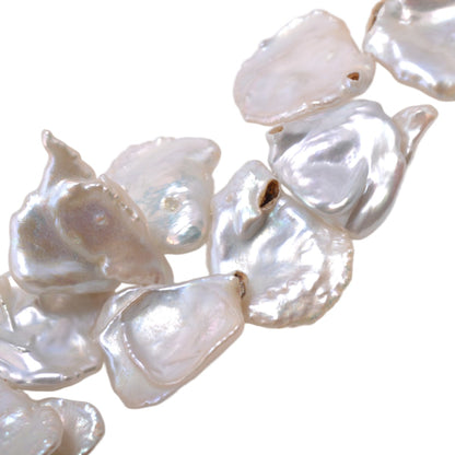 Freshwater Cool White Baroque Keshi Pearl Strand 16in - Natural Lustrous Pearls by Continental Bead Suppliers