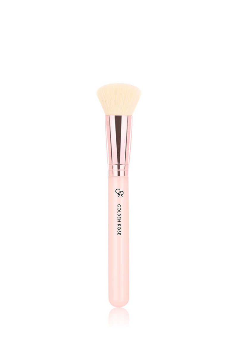Golden Rose Precision Face Brush for Detailed Highlighting by Beauty Care Bag