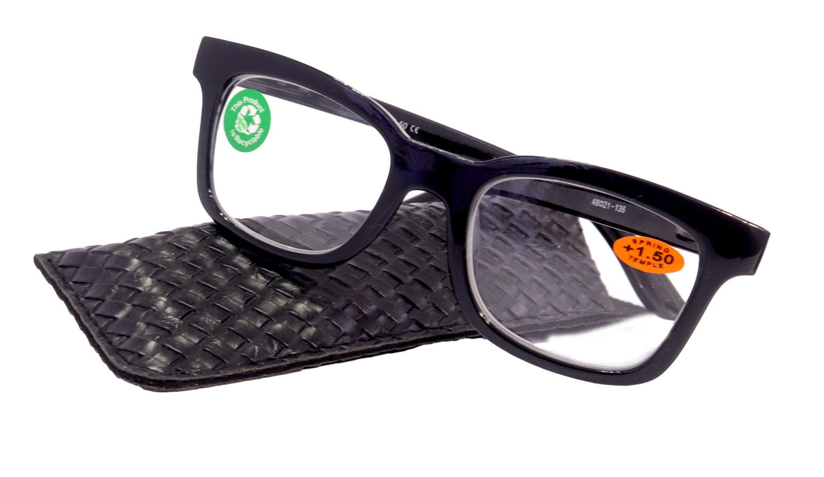 Premium Reading Glasses High End Reading Glass +1.25 to +3 magnifying glasses, Square. optical Frames by NY Fifth Avenue