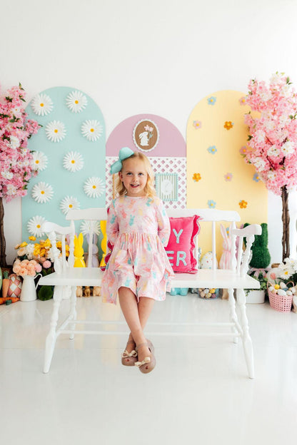 Preppy Peeps 3/4 Sleeve Pocket Twirl DressTwirl Dress - 3/4 - PocketTorqelo.com