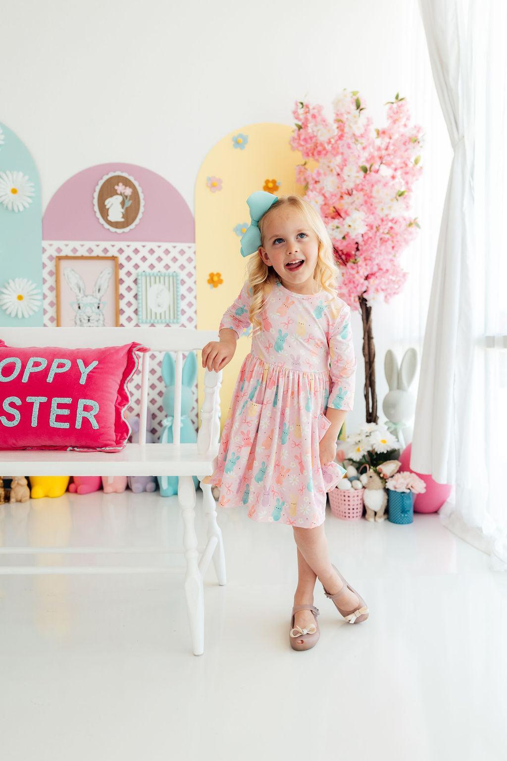 Preppy Peeps 3/4 Sleeve Pocket Twirl DressTwirl Dress - 3/4 - PocketTorqelo.com