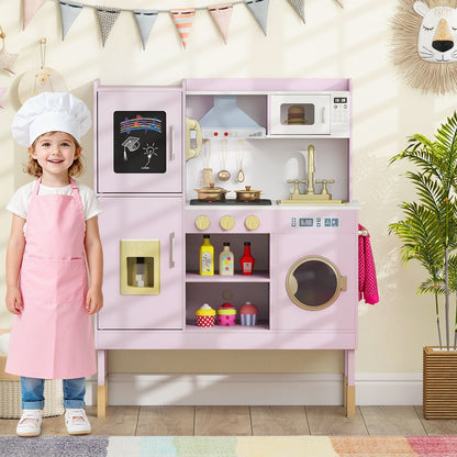 Pretend Play Kitchen Toy Kitchen Playset with Range Hood Ice Maker and TelephoneTorqelo.com