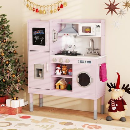 Pretend Play Kitchen Toy Kitchen Playset with Range Hood Ice Maker and TelephoneTorqelo.com