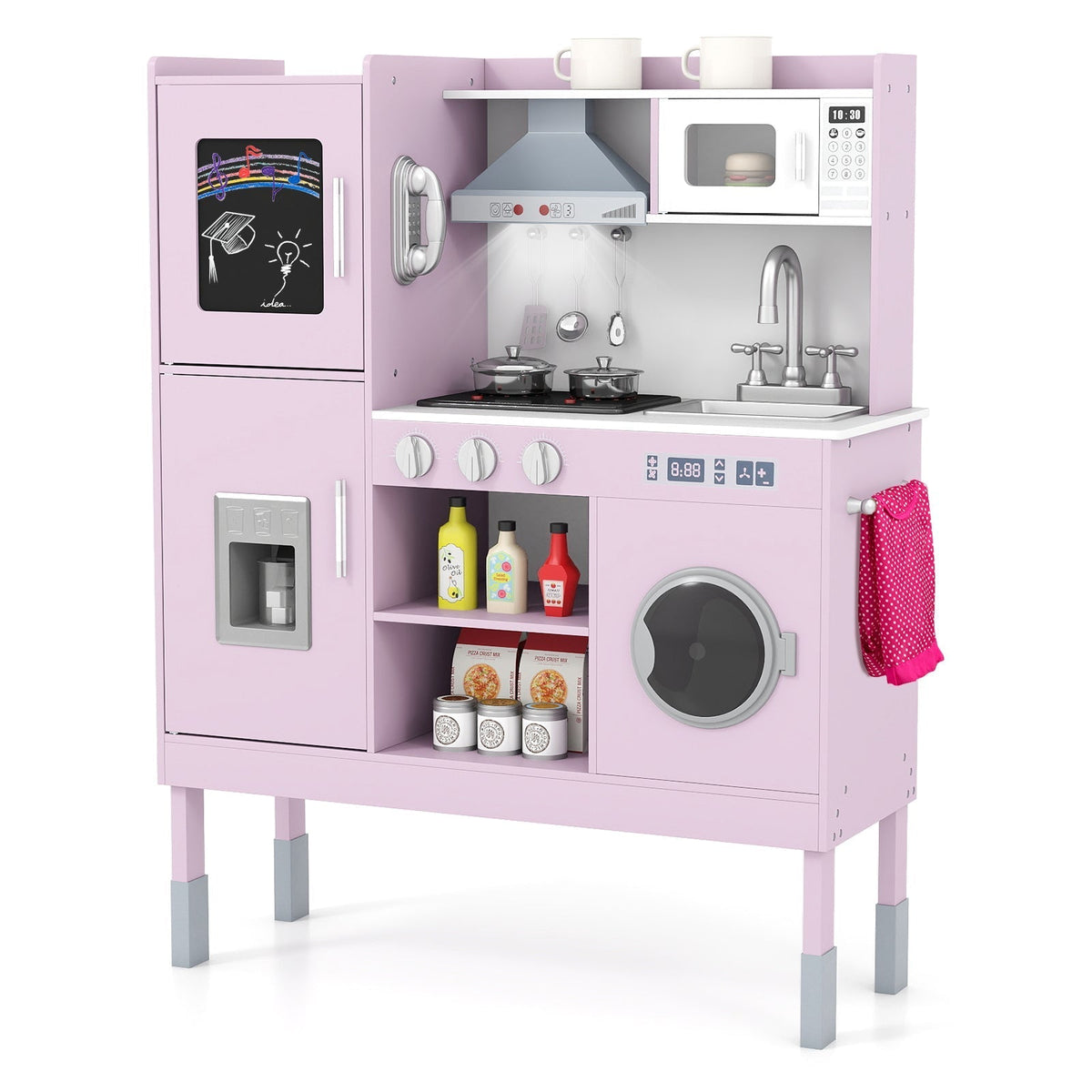 Pretend Play Kitchen Toy Kitchen Playset with Range Hood Ice Maker and TelephoneTorqelo.com