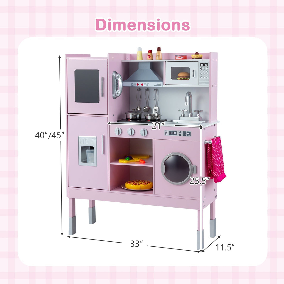 Pretend Play Kitchen Toy Kitchen Playset with Range Hood Ice Maker and TelephoneTorqelo.com