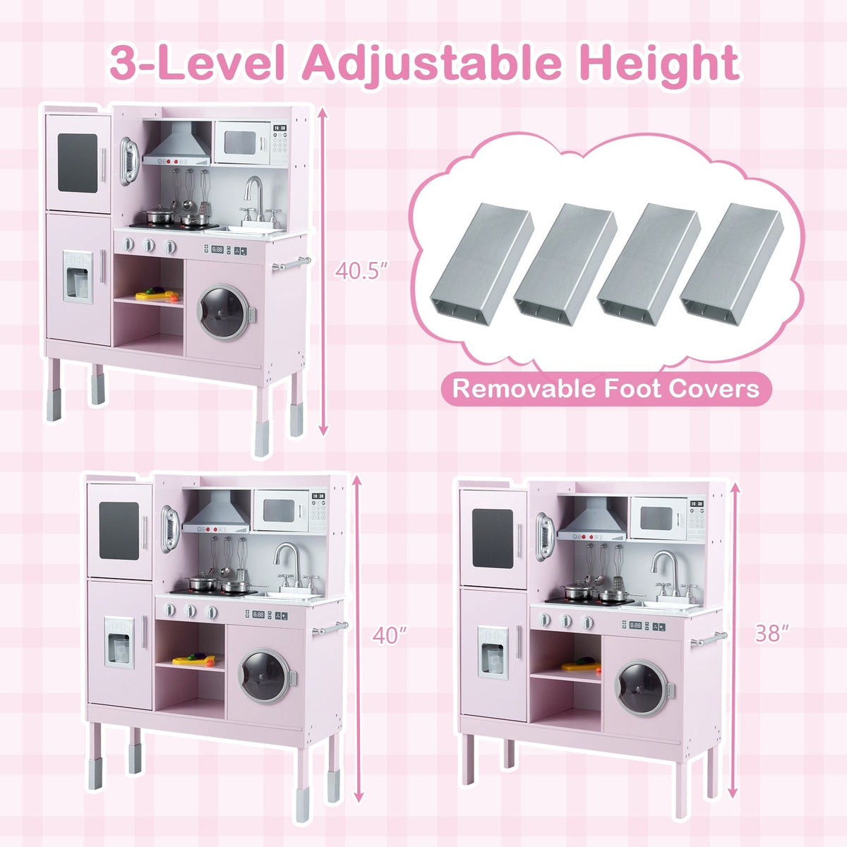 Pretend Play Kitchen Toy Kitchen Playset with Range Hood Ice Maker and TelephoneTorqelo.com