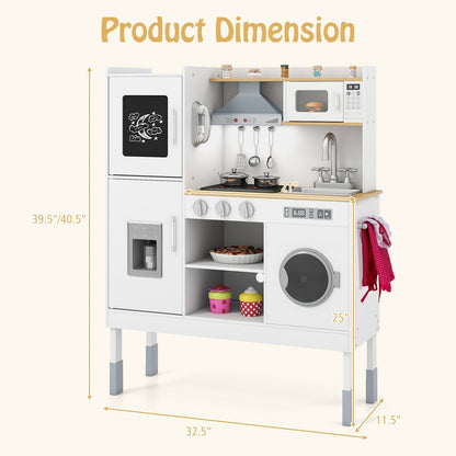 Pretend Play Kitchen Toy Kitchen Playset with Range Hood Ice Maker and TelephoneTorqelo.com