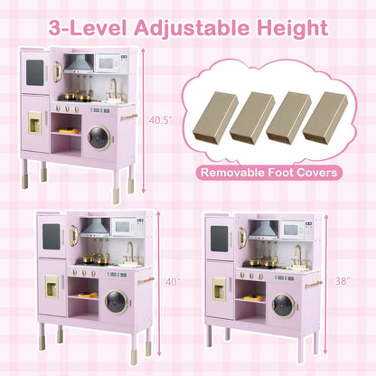 Pretend Play Kitchen Toy Kitchen Playset with Range Hood Ice Maker and TelephoneTorqelo.com