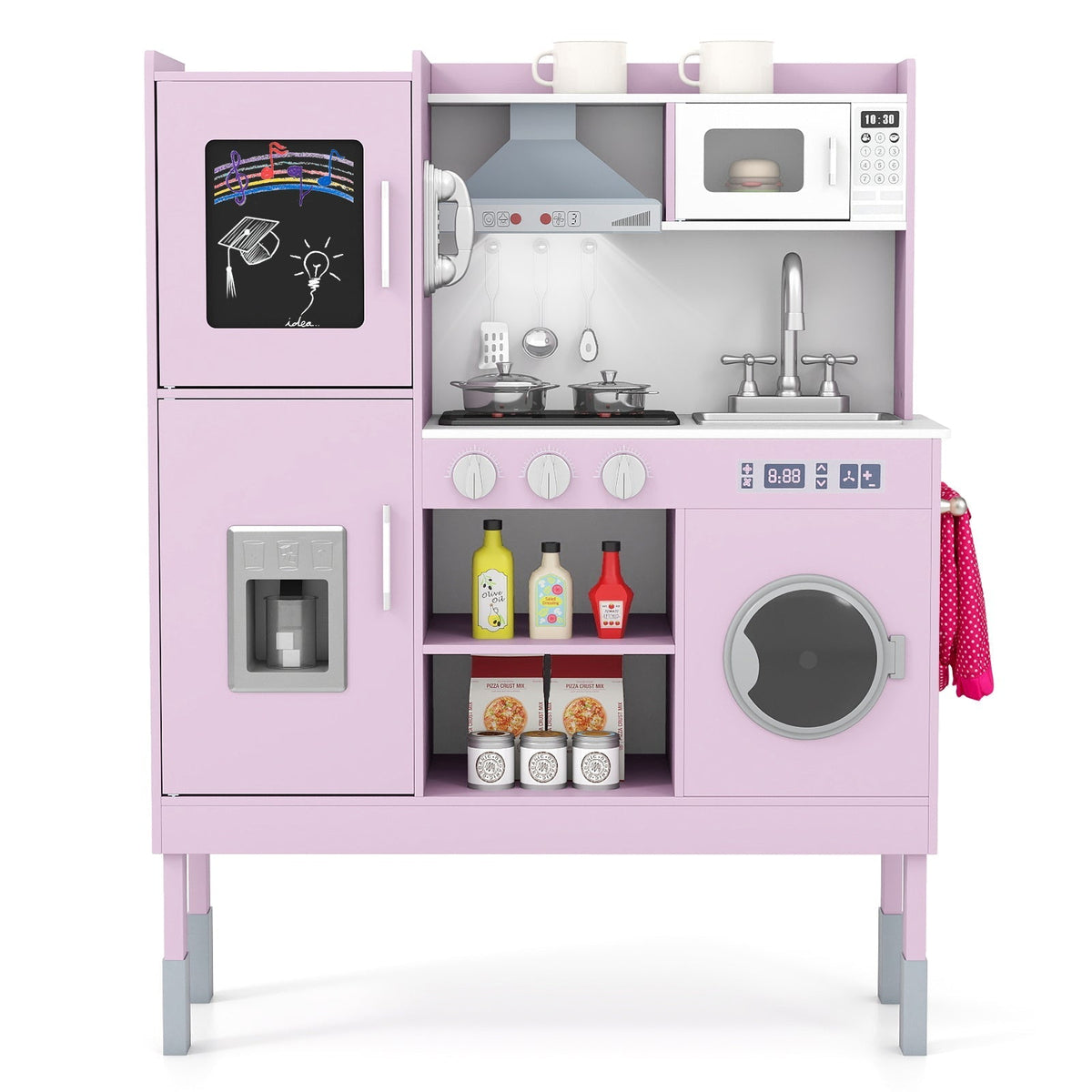 Pretend Play Kitchen Toy Kitchen Playset with Range Hood Ice Maker and TelephoneTorqelo.com