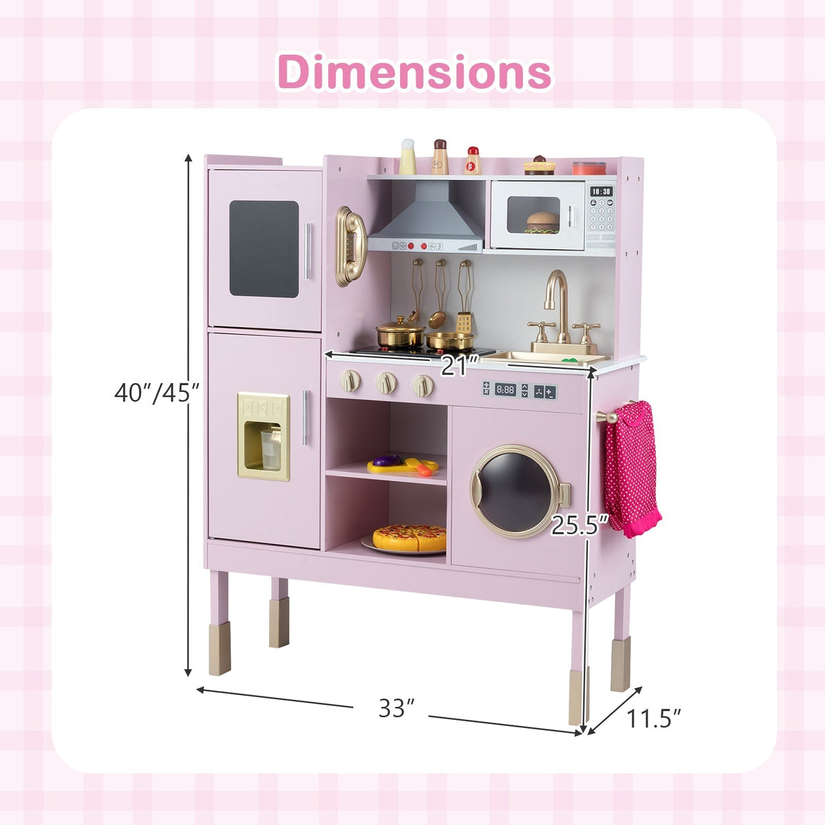 Pretend Play Kitchen Toy Kitchen Playset with Range Hood Ice Maker and TelephoneTorqelo.com