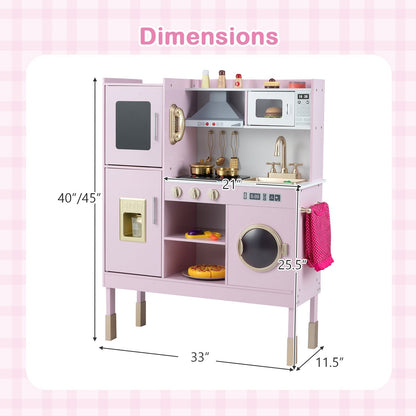 Pretend Play Kitchen Toy Kitchen Playset with Range Hood Ice Maker and TelephoneTorqelo.com