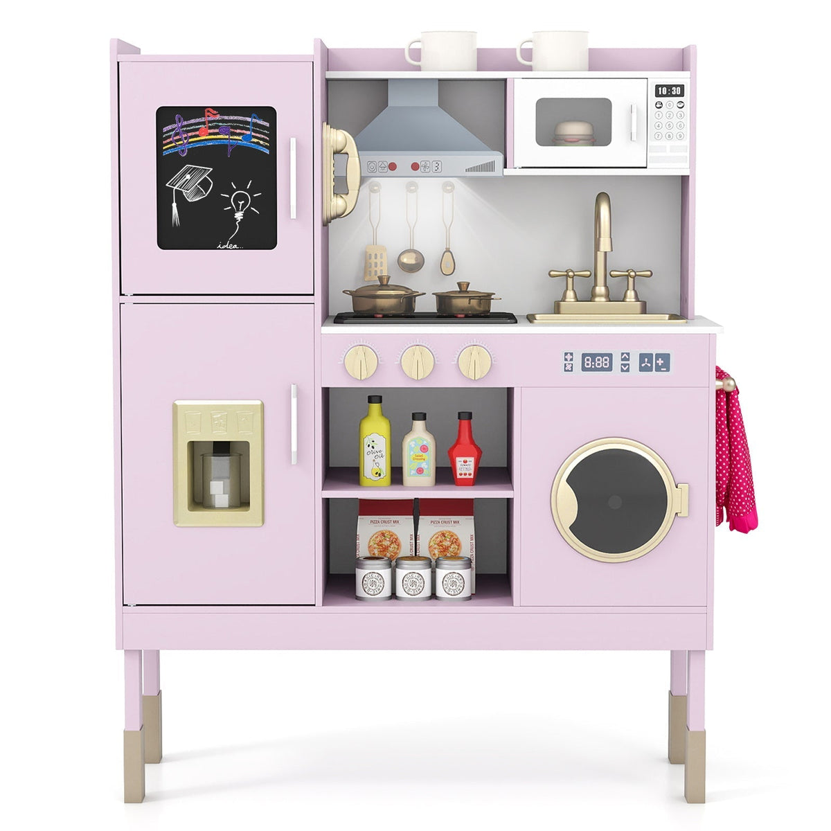 Pretend Play Kitchen Toy Kitchen Playset with Range Hood Ice Maker and TelephoneTorqelo.com