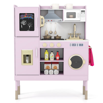 Pretend Play Kitchen Toy Kitchen Playset with Range Hood Ice Maker and TelephoneTorqelo.com