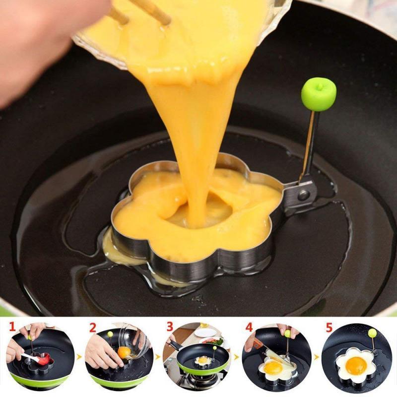 Stainless Steel 5 pc Egg and Pancake Mold Set by Yellow Pandora