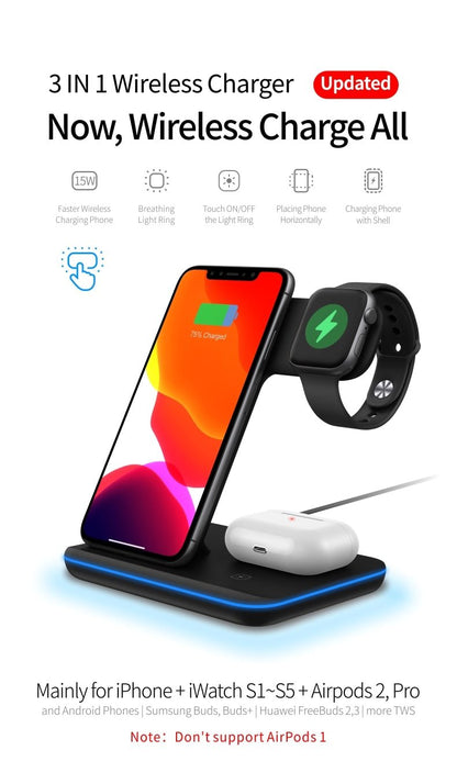 3-in-1 15W wireless charging station by Yellow Pandora, view 7