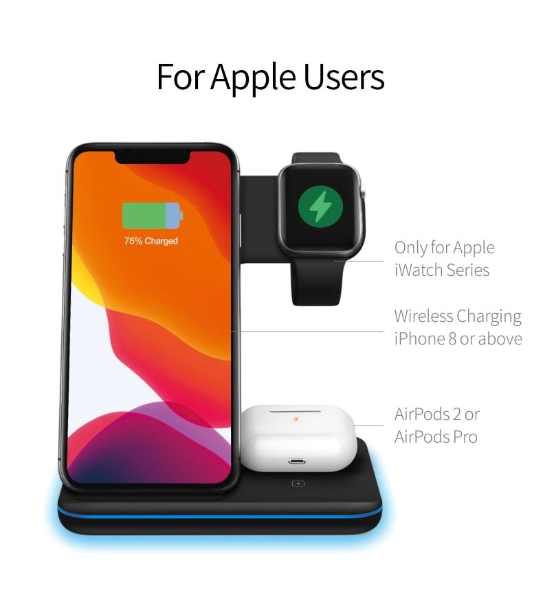 3-in-1 15W wireless charging station by Yellow Pandora, view 2