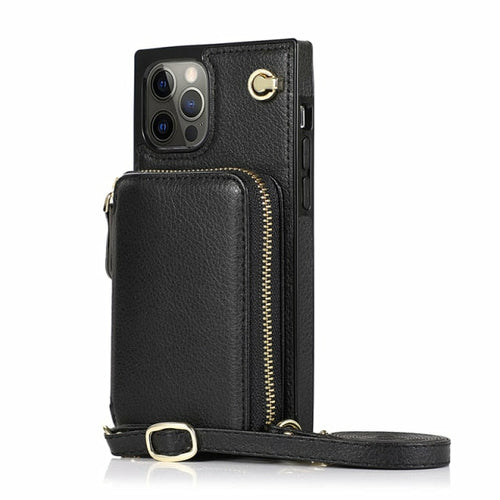 Zipper Wallet Case with Adjustable Crossbody Strap for iphone by Yellow Pandora