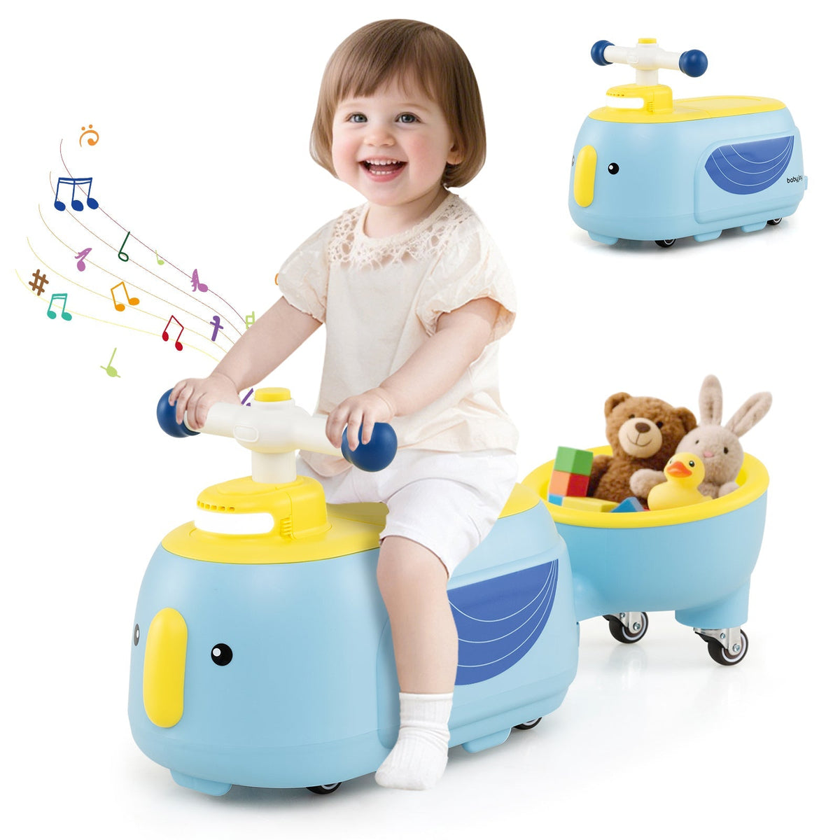 Toddler Ride on Toy with Trailer and Light Music by GBruno Store