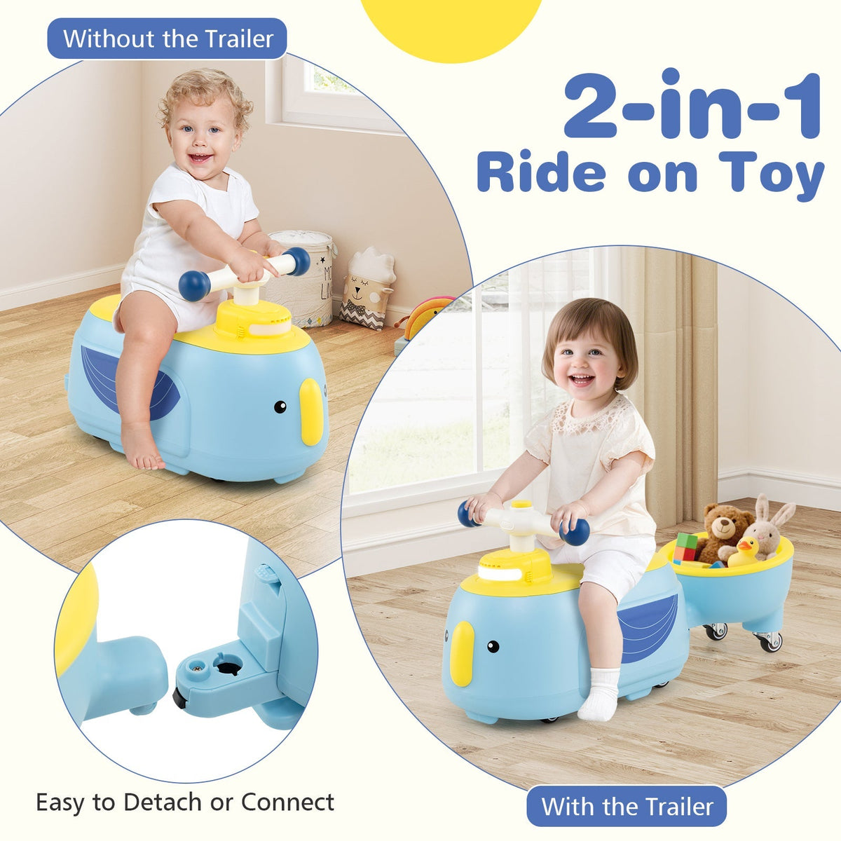 Toddler Ride on Toy with Trailer and Light Music by GBruno Store