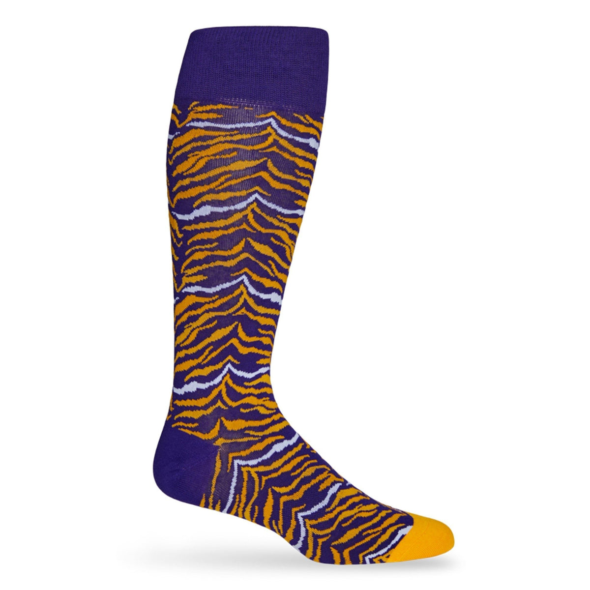 Purple and Gold Tiger Stripe Dress SocksTeam ColorwaysTorqelo.com