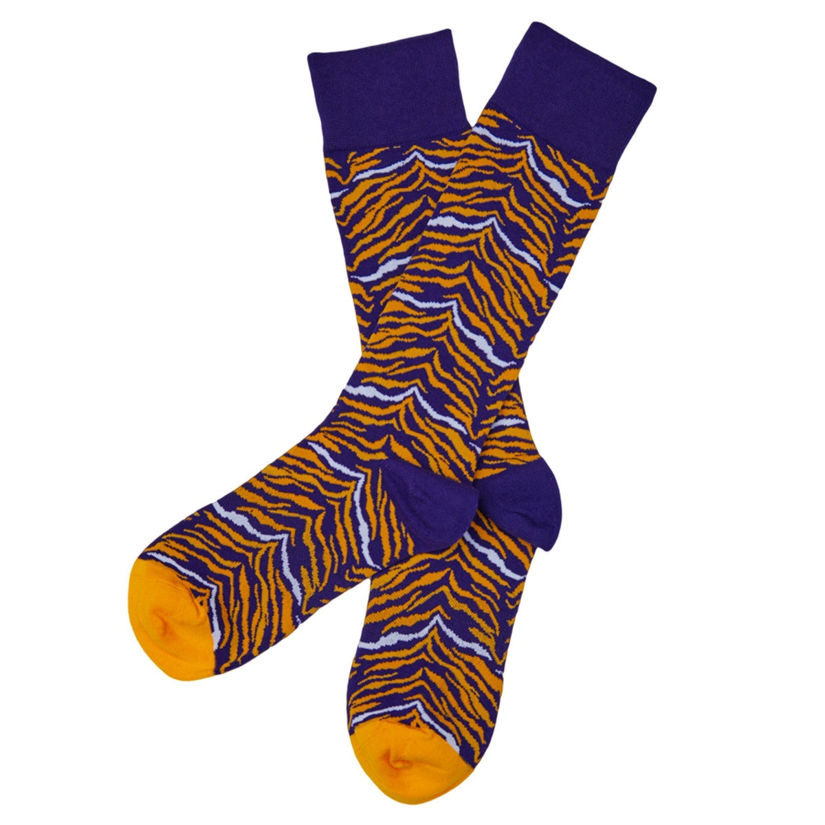 Purple and Gold Tiger Stripe Dress SocksTeam ColorwaysTorqelo.com