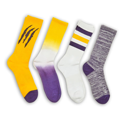 Purple / Gold Casual Socks 4 PackTeam ColorwaysTorqelo.com