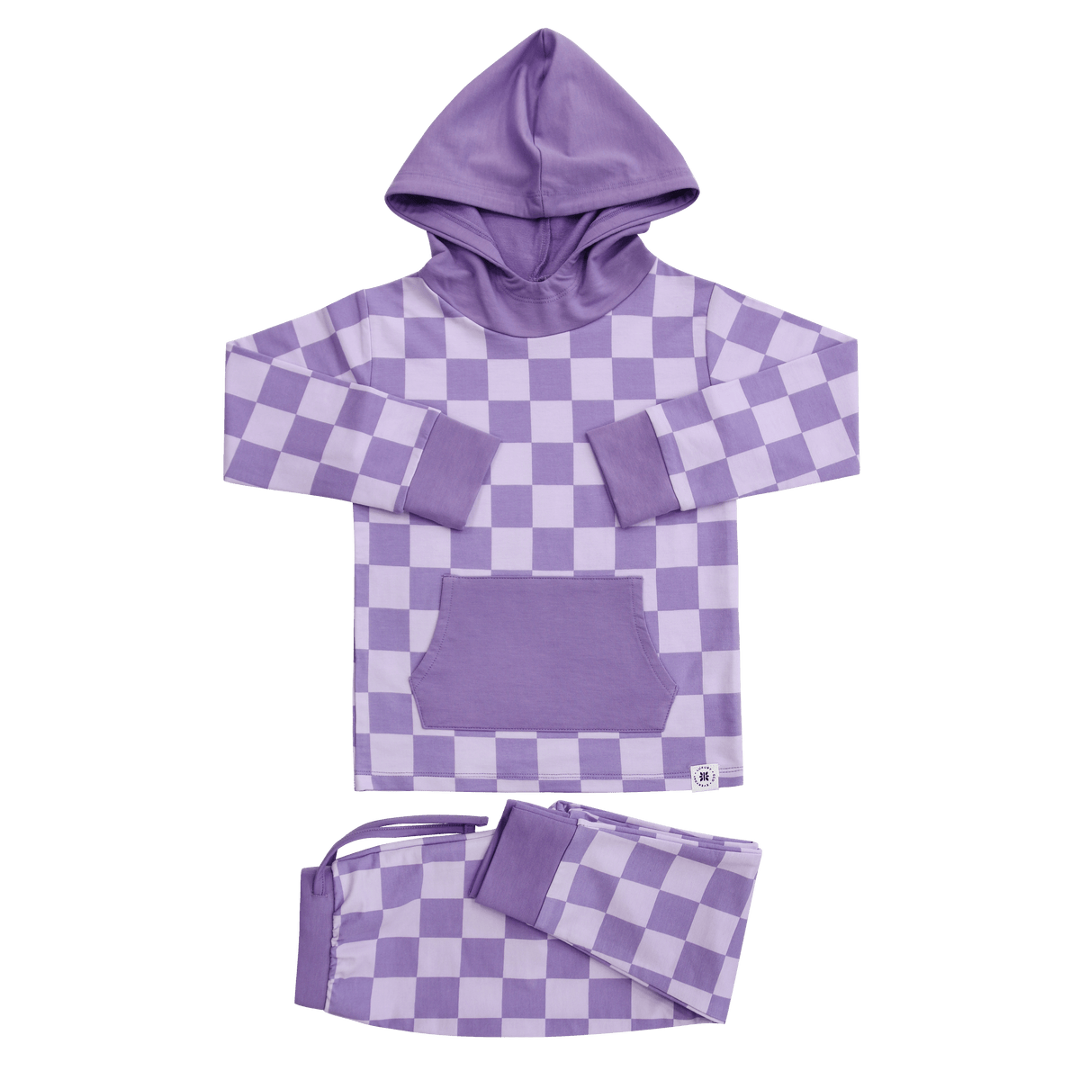 Purple Haze Checker Hooded Jogger Set by Sweet Bamboo