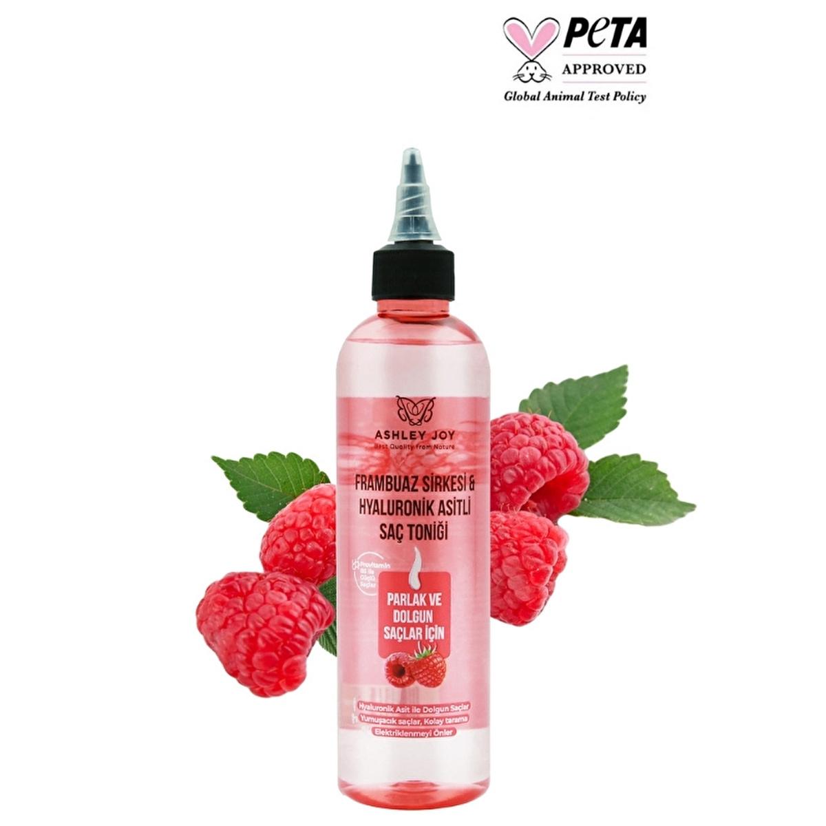 Ashley Joy Raspberry Hair Vinegar & Hyaluronic Acid Hair Tonic: Shine, Detangle & Hydrate - Natural Anti-Frizz, Moisturizing Hair Treatment (8.45 fl oz) by Beauty Care Bag