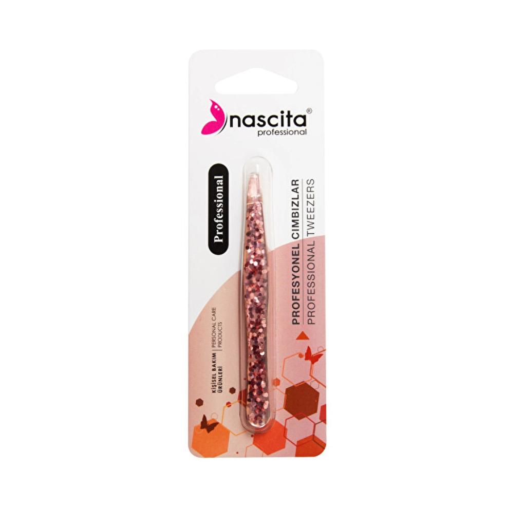 Nascita Glitter Slant Tweezers for Precise Grooming by Beauty Care Bag