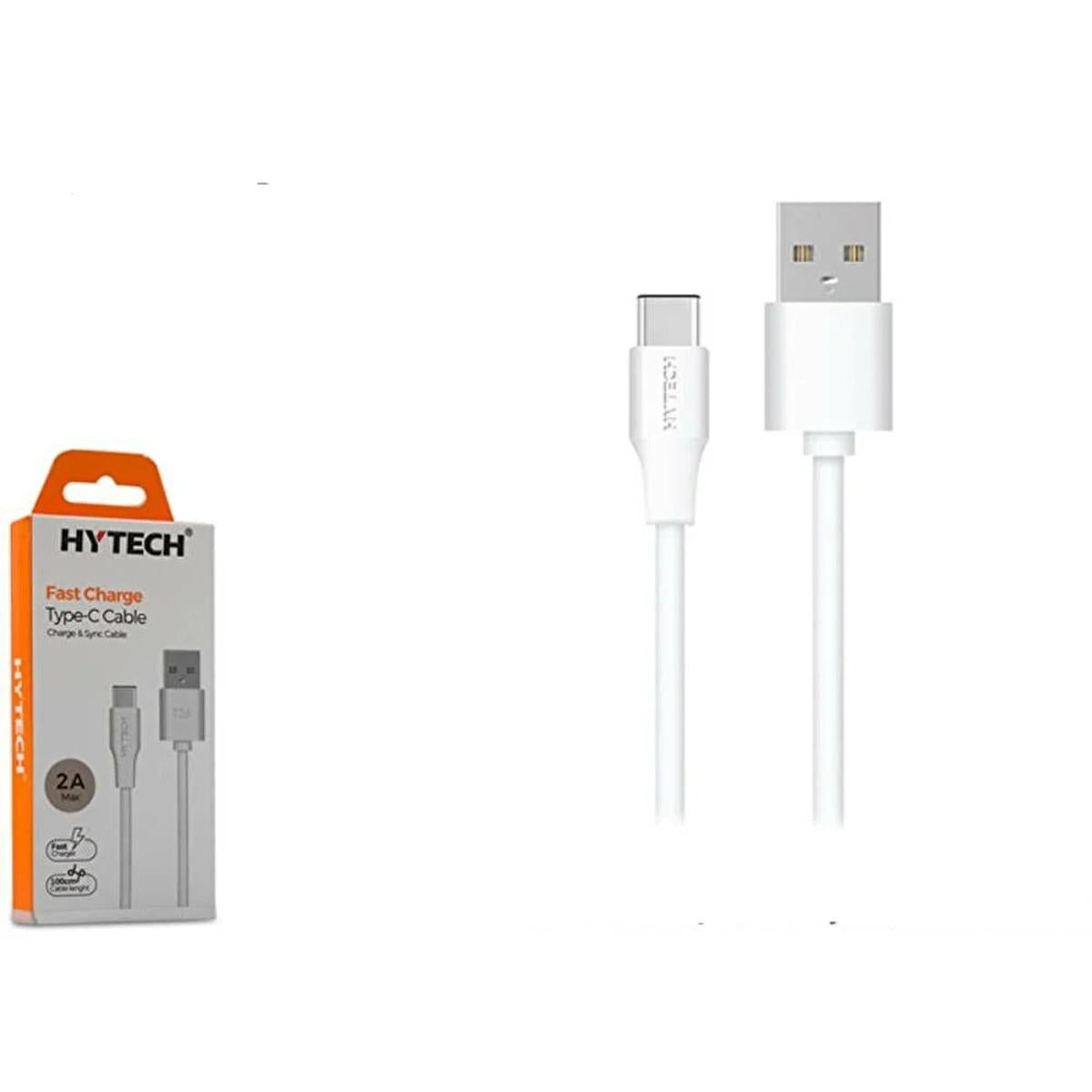 Hytech 1M 2A Type-C Fast Charging Cable - White, High-Speed Data Transfer & Durable Design by Beauty Care Bag