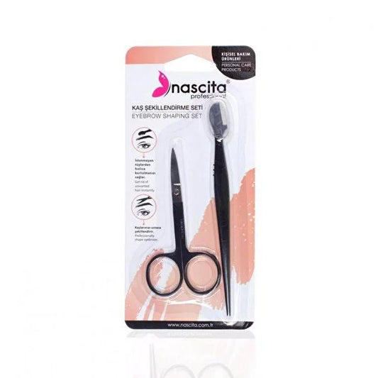 Nascita Eyebrow Shaping Set - Portable 2-Piece Eyebrow Razor & Scissors for Precise Grooming by Beauty Care Bag