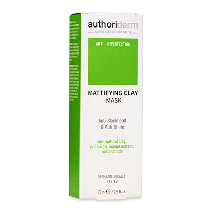 Authoriderm Clay Mask for Oily & Combination Skin: Natural Pore Tightening, Blackhead & Blemish Reduction - Mattifying Oil Control Face Mask by Beauty Care Bag
