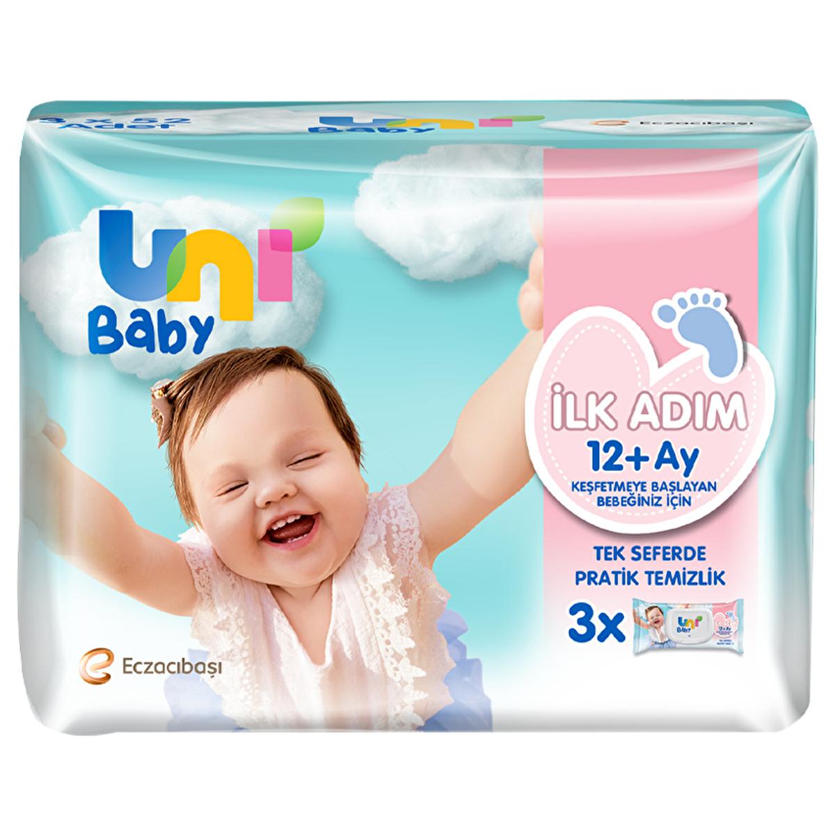 Uni Baby Hypoallergenic Baby Wipes - Soft, Chemical-Free, Gentle on Skin (3 x 52 Wipes) by Beauty Care Bag