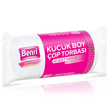 Benri Small Trash Bags - Pack of 40, Durable & Hygienic for Bathroom & Kitchen Use by Beauty Care Bag