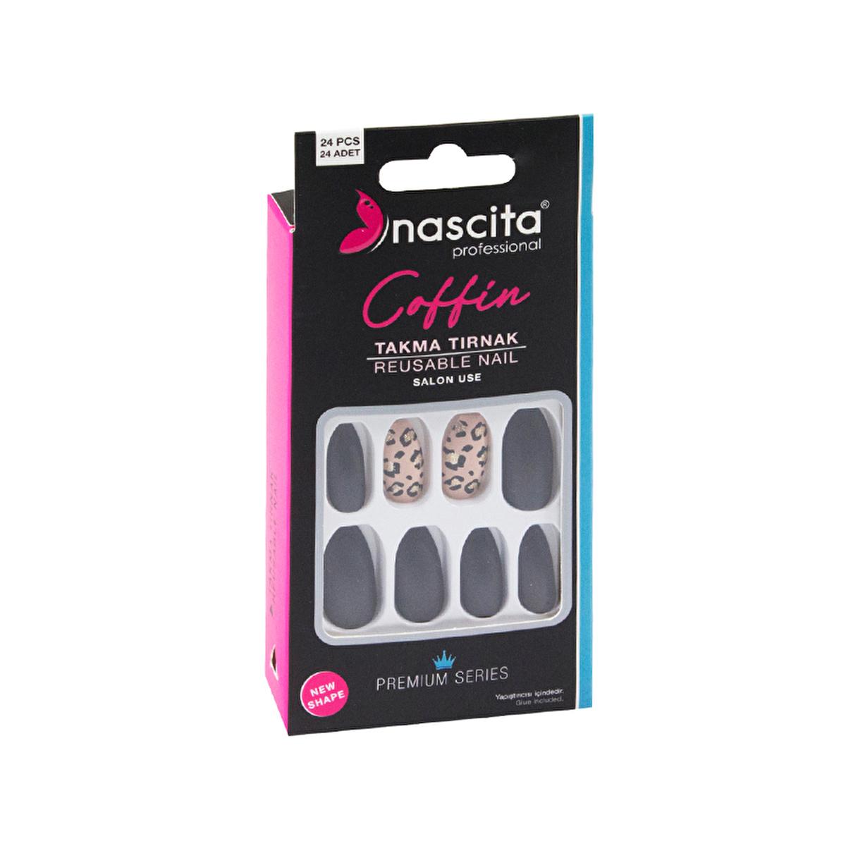 Nascita 24-Piece Colorful Artificial Coffin Nails - Temporary Nail Enhancement Set for Nail Art and Fashion by Beauty Care Bag