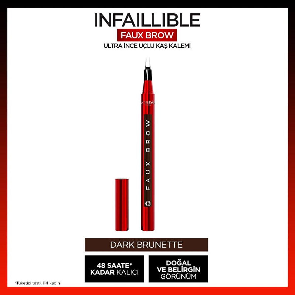 Loreal Paris Infaillible Faux Brow: Ultra-Fine Dark Brunette Brow Pencil for Natural, Long-Lasting, Smudge & Waterproof Definition by Beauty Care Bag