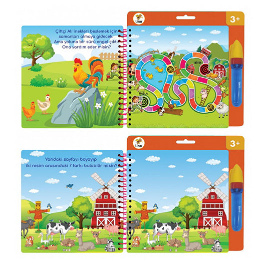 Lino Magic Water Painting Book: Reusable Farm Animal Coloring Book for Toddlers - Mess-Free, Self-Erasing Kids Water Drawing Fun. by Beauty Care Bag