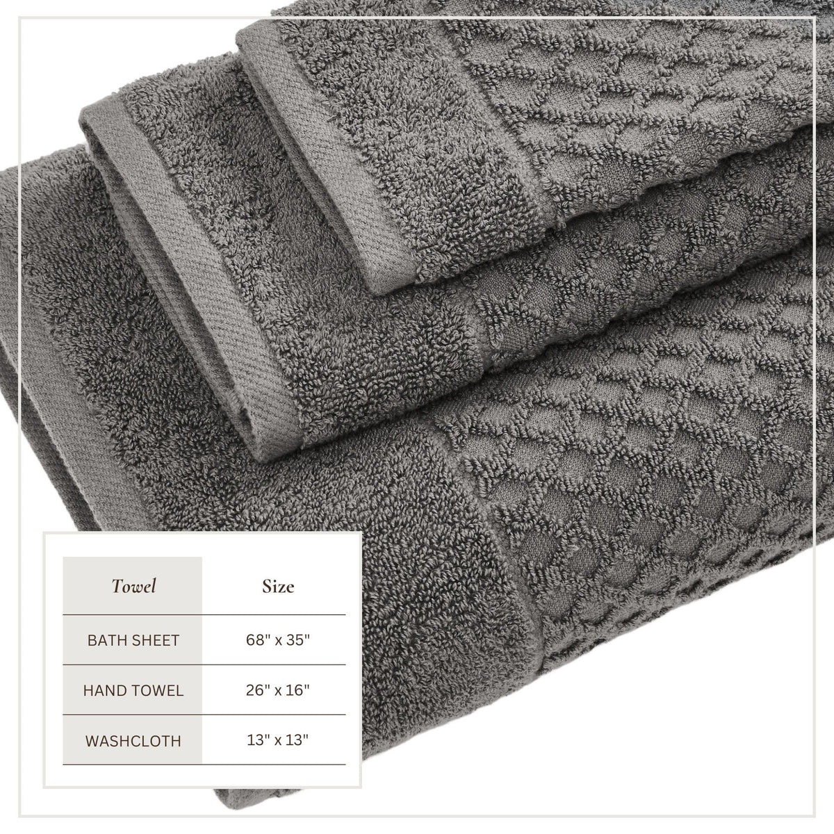 Cotton Diamond Waffle Weave Bath Towel Set - Grayson Collection by Great Bay Home