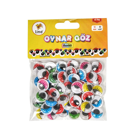 Lino Movable Eyes Craft Supplies - 15mm Colorful Eyes for Doll Making & Handmade Toys (50-Pack) by Beauty Care Bag