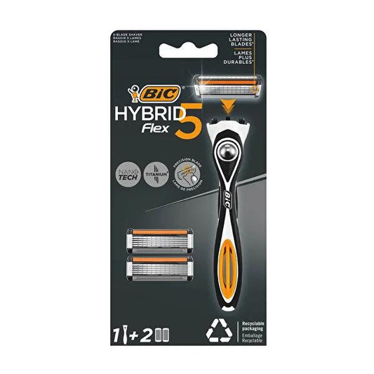 BIC Men's Razor - BIC Flex5 Hybrid Razor with 5 Nano-Technological Blades, Precision Shaving, Close Shave by Beauty Care Bag