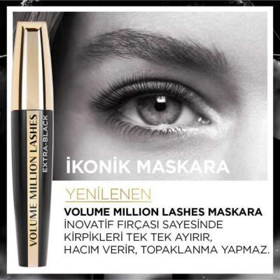 Loreal Paris Volume Million Lashes Extra Black Mascara for Voluminous, Lengthened Lashes - Long-Lasting, Easy Application by Beauty Care Bag