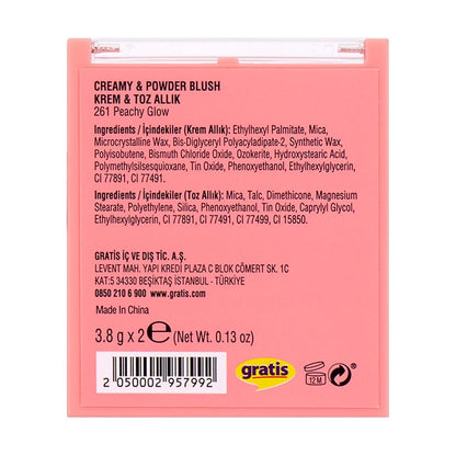 Beaulis Vibe It Cream & Powder Blush 261 Peachy Glow by Beauty Care Bag