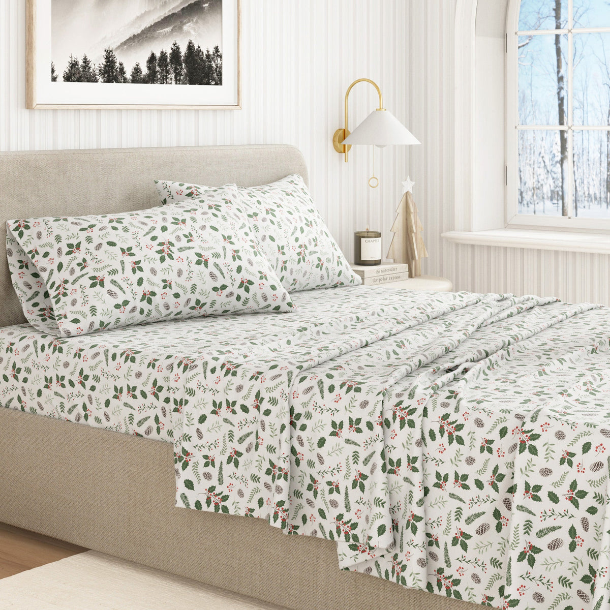 Turkish Cotton Christmas Flannel Sheet Set - Whittaker Collection by Great Bay Home