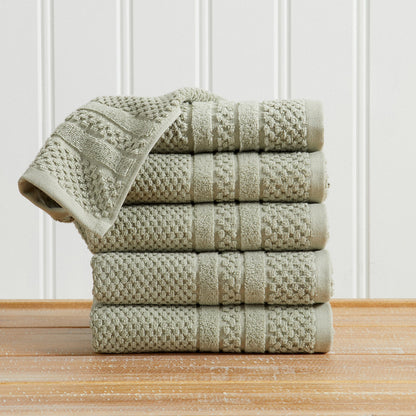 100% Cotton Checkered Jacquard Bath Towel Set - Giuliana Collection by Great Bay Home